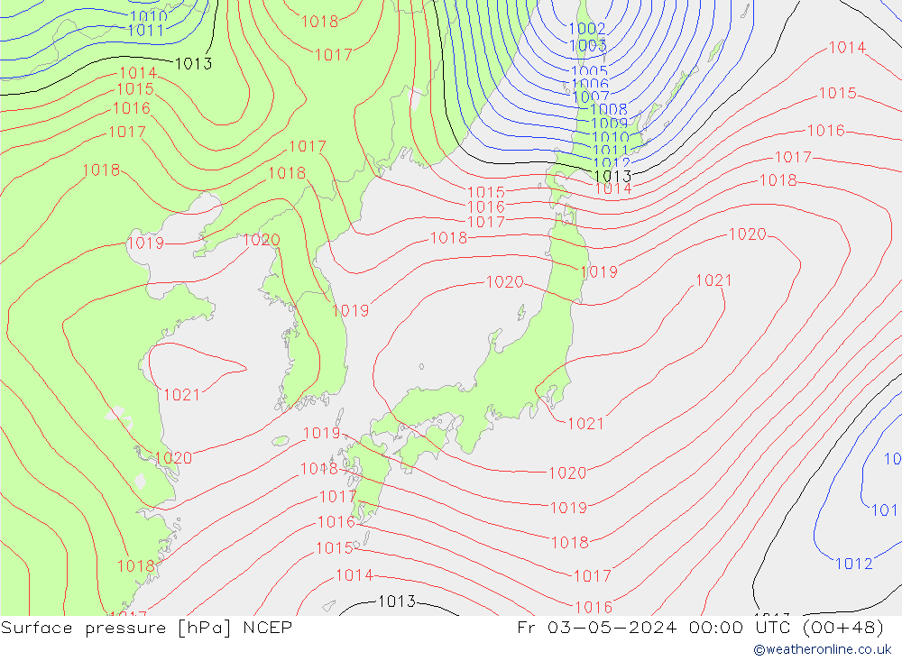 Surface pressure NCEP Fr 03.05.2024 00 UTC