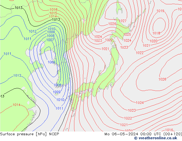 pression de l'air NCEP lun 06.05.2024 00 UTC