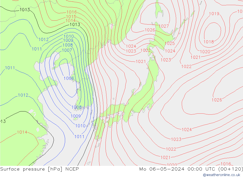 приземное давление NCEP пн 06.05.2024 00 UTC