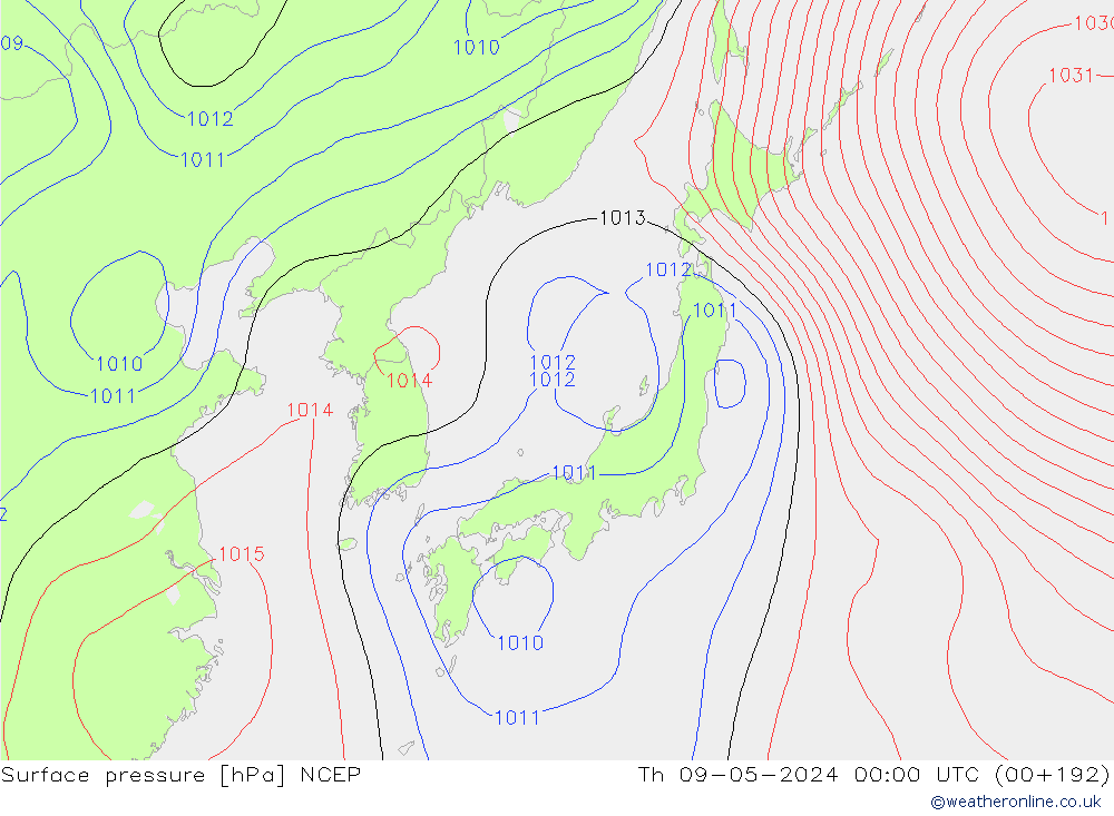 Yer basıncı NCEP Per 09.05.2024 00 UTC