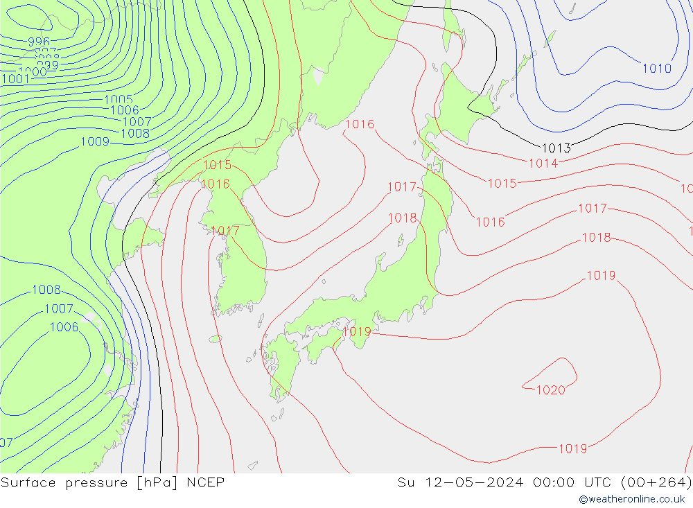 Yer basıncı NCEP Paz 12.05.2024 00 UTC