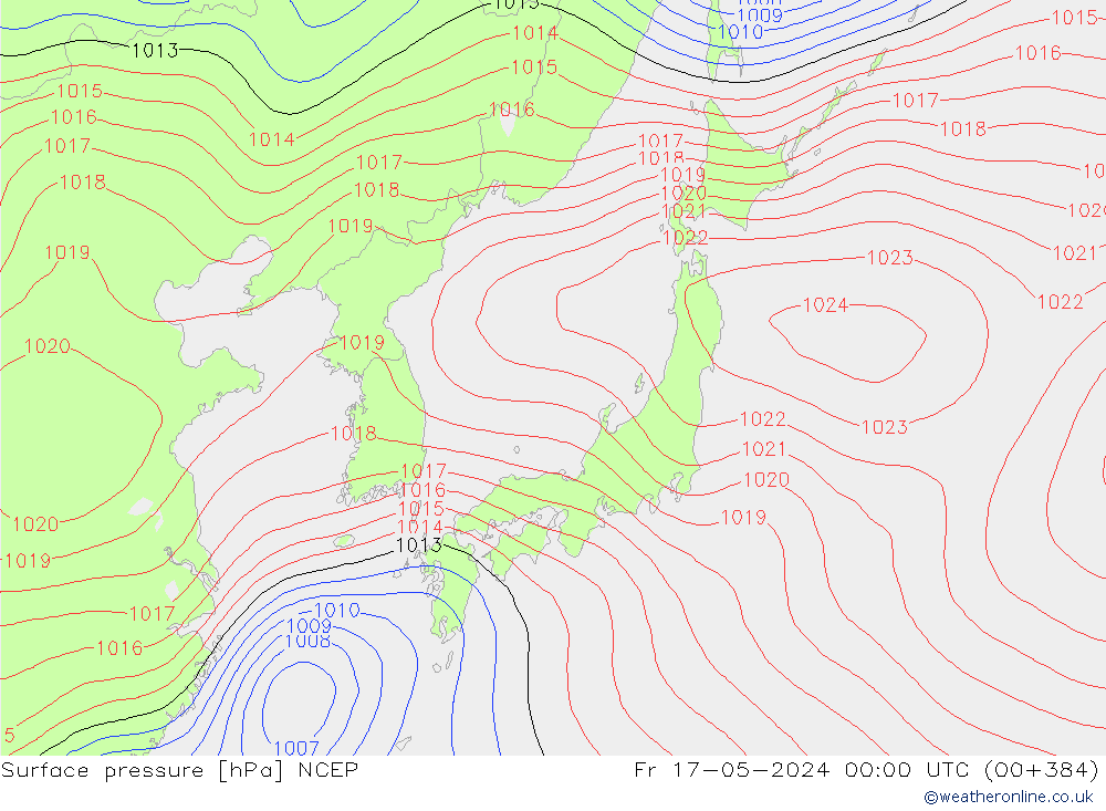 приземное давление NCEP пт 17.05.2024 00 UTC