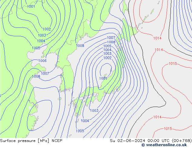 Surface pressure NCEP Su 02.06.2024 00 UTC