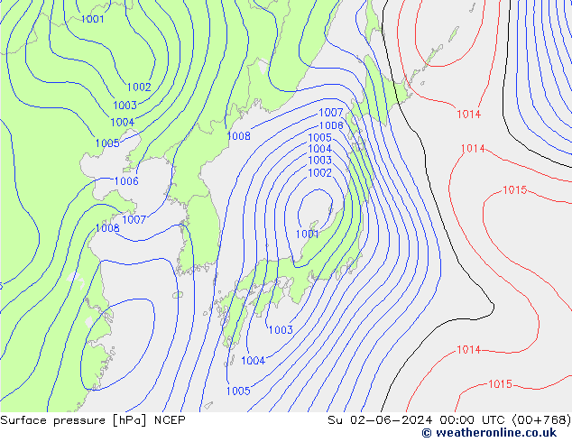 pression de l'air NCEP dim 02.06.2024 00 UTC