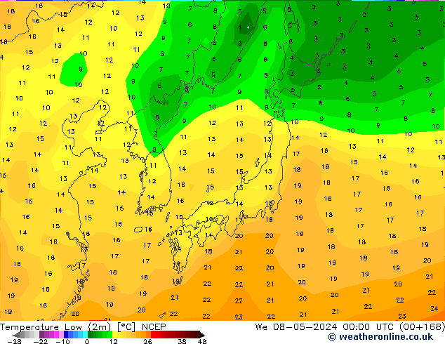 Min.  (2m) NCEP  08.05.2024 00 UTC