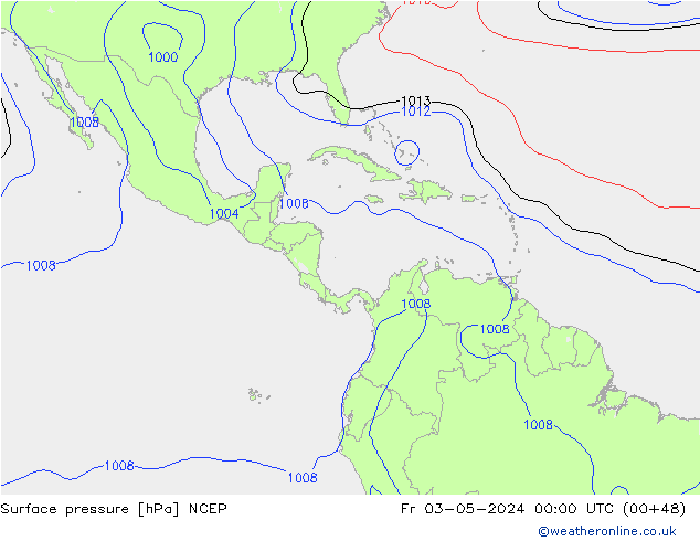Pressione al suolo NCEP ven 03.05.2024 00 UTC