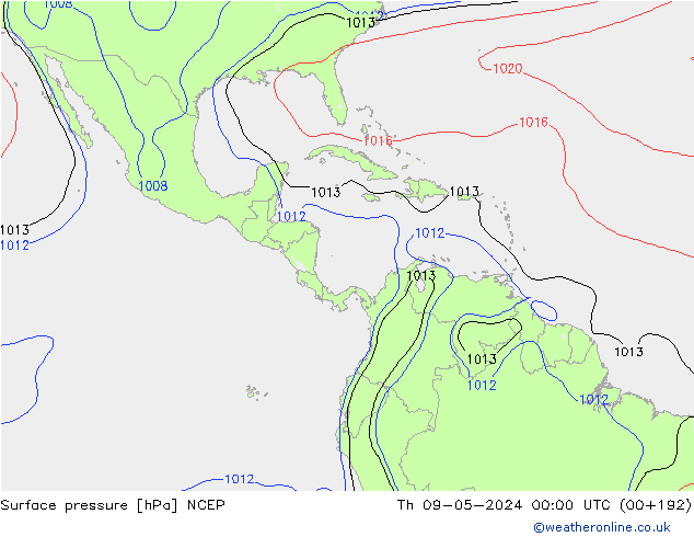 pressão do solo NCEP Qui 09.05.2024 00 UTC