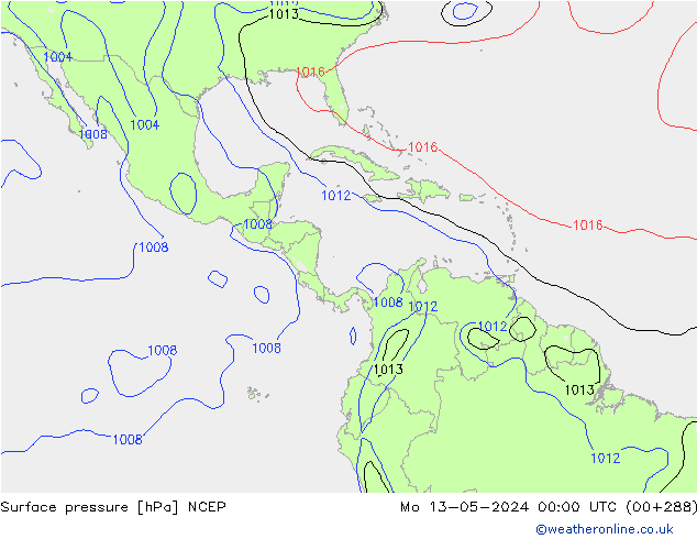 Atmosférický tlak NCEP Po 13.05.2024 00 UTC