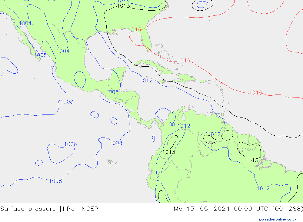 Yer basıncı NCEP Pzt 13.05.2024 00 UTC