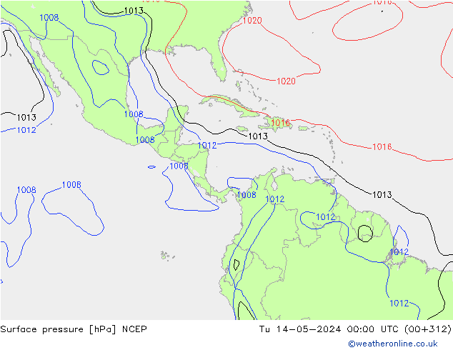 Pressione al suolo NCEP mar 14.05.2024 00 UTC