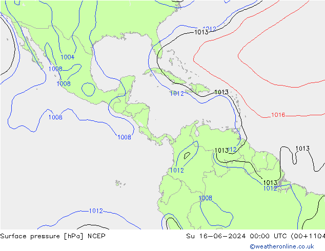 Luchtdruk (Grond) NCEP zo 16.06.2024 00 UTC