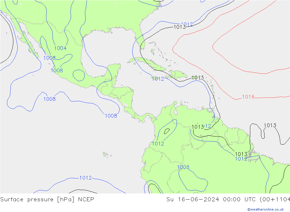 Yer basıncı NCEP Paz 16.06.2024 00 UTC