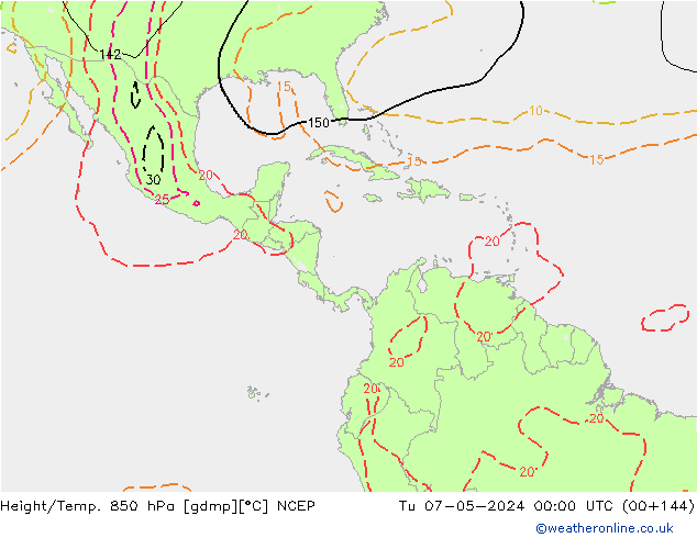 Height/Temp. 850 hPa NCEP mar 07.05.2024 00 UTC