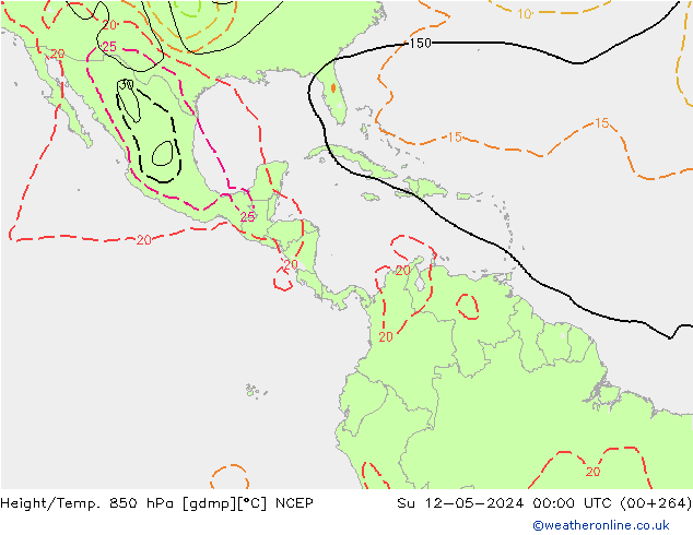 Yükseklik/Sıc. 850 hPa NCEP Paz 12.05.2024 00 UTC