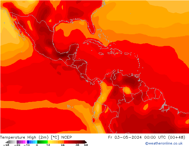 Temperature High (2m) NCEP Fr 03.05.2024 00 UTC