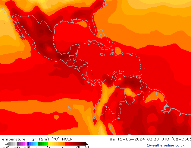 Maksimum Değer (2m) NCEP Çar 15.05.2024 00 UTC