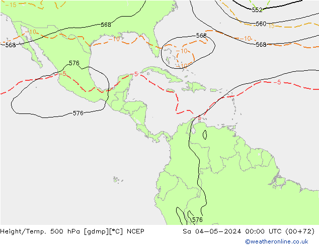 Height/Temp. 500 hPa NCEP Sáb 04.05.2024 00 UTC