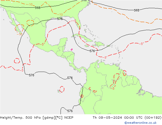 Yükseklik/Sıc. 500 hPa NCEP Per 09.05.2024 00 UTC