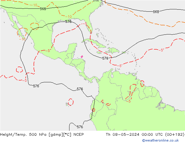 Height/Temp. 500 hPa NCEP Do 09.05.2024 00 UTC