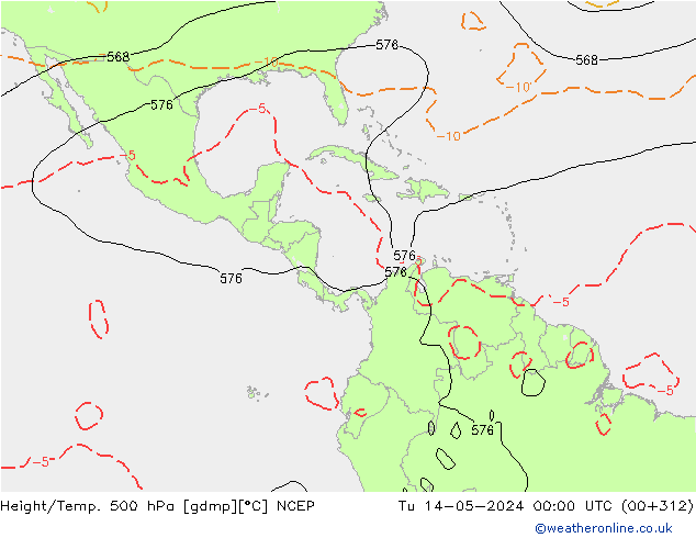 Height/Temp. 500 гПа NCEP вт 14.05.2024 00 UTC