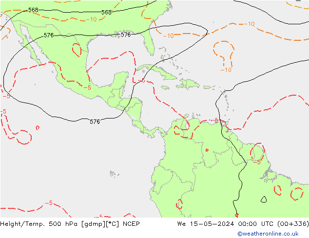 Géop./Temp. 500 hPa NCEP mer 15.05.2024 00 UTC