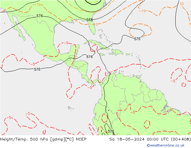 Height/Temp. 500 hPa NCEP Sa 18.05.2024 00 UTC