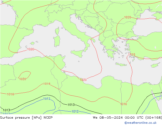 Pressione al suolo NCEP mer 08.05.2024 00 UTC