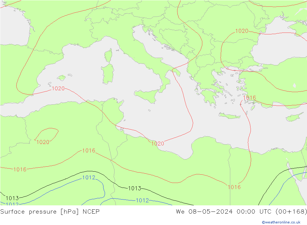 pressão do solo NCEP Qua 08.05.2024 00 UTC