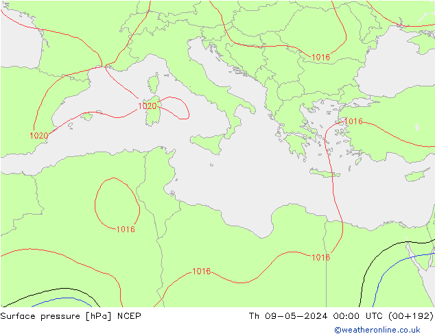 Luchtdruk (Grond) NCEP do 09.05.2024 00 UTC