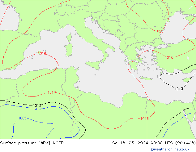 Atmosférický tlak NCEP So 18.05.2024 00 UTC