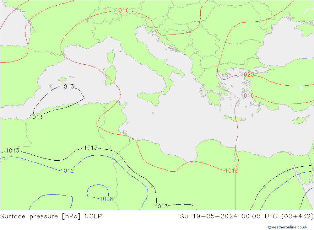 Luchtdruk (Grond) NCEP zo 19.05.2024 00 UTC