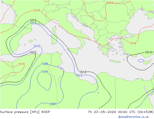 Luchtdruk (Grond) NCEP do 23.05.2024 00 UTC