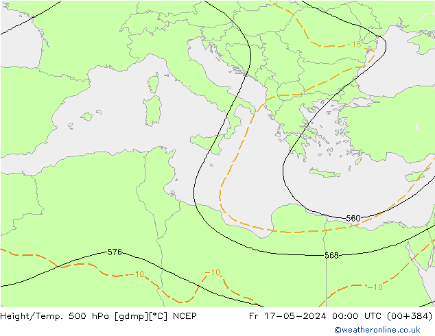 Height/Temp. 500 hPa NCEP Fr 17.05.2024 00 UTC