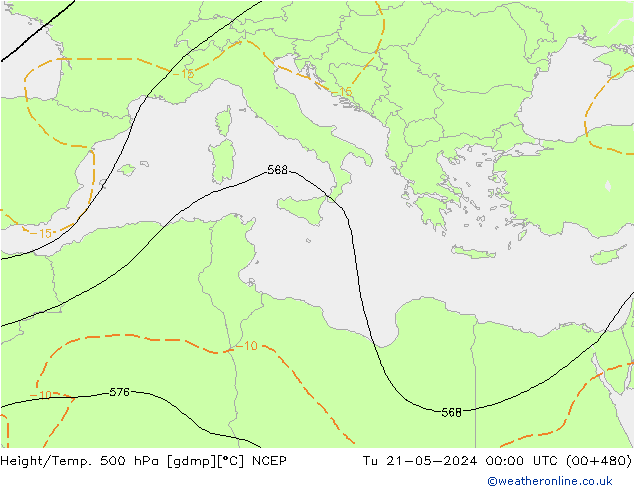 Height/Temp. 500 hPa NCEP  21.05.2024 00 UTC