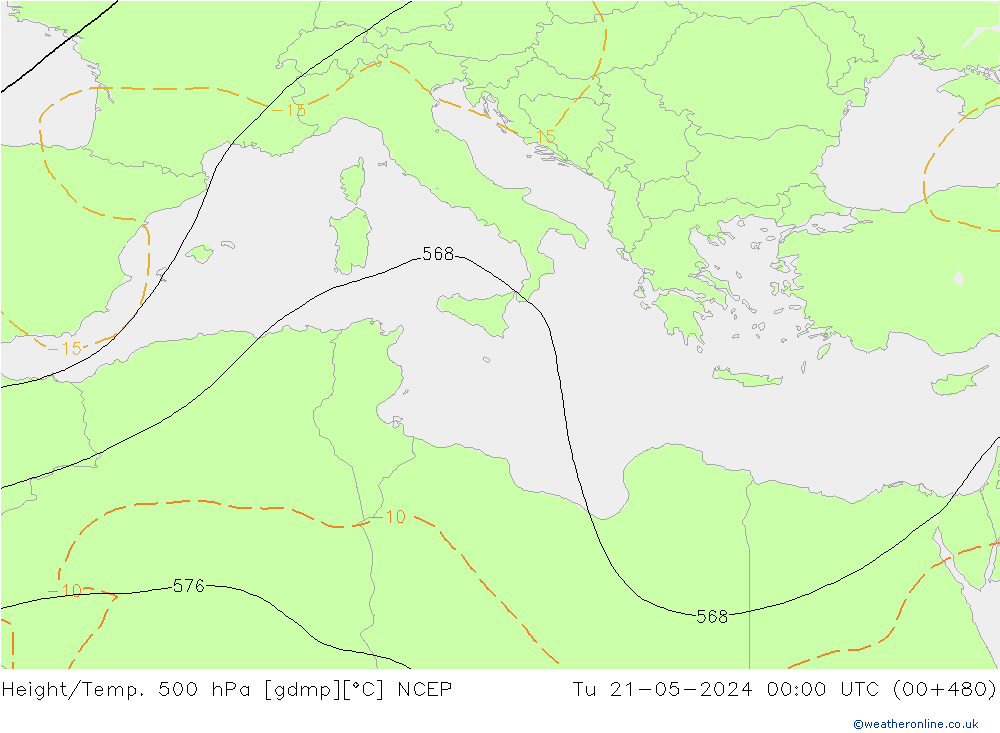Height/Temp. 500 hPa NCEP  21.05.2024 00 UTC