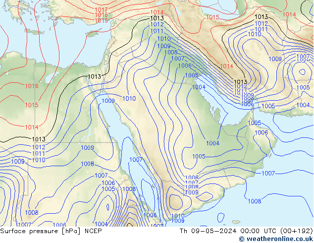 приземное давление NCEP чт 09.05.2024 00 UTC