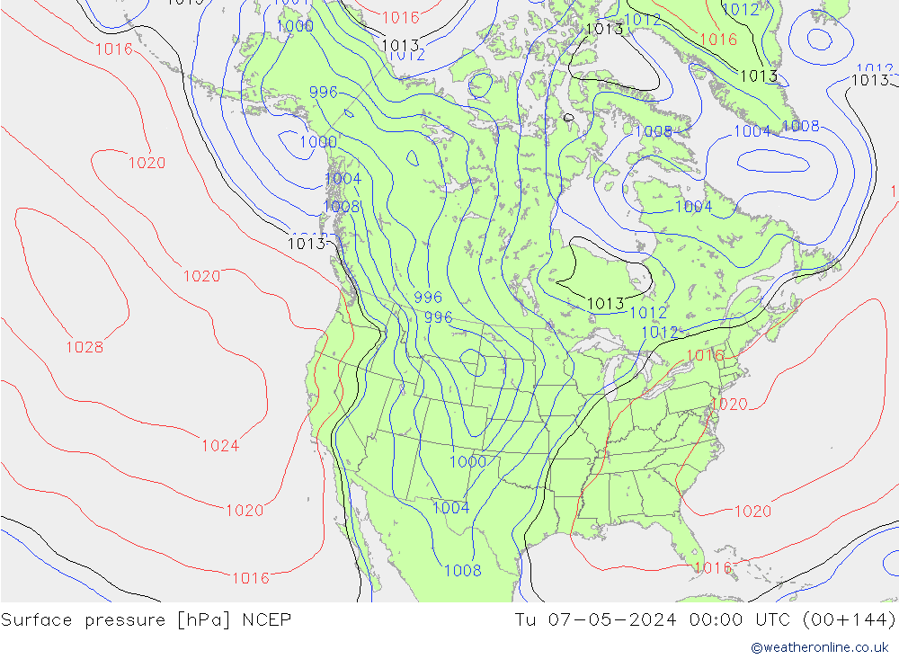 Surface pressure NCEP Tu 07.05.2024 00 UTC