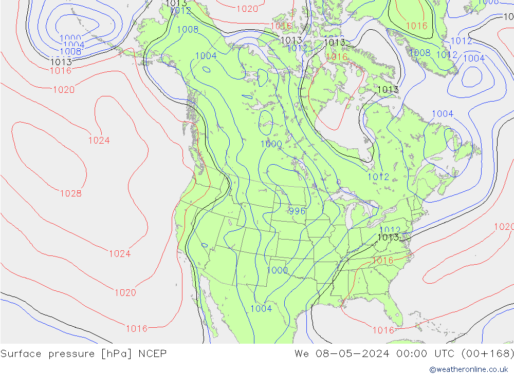 pression de l'air NCEP mer 08.05.2024 00 UTC