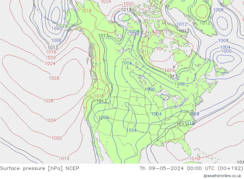 Yer basıncı NCEP Per 09.05.2024 00 UTC