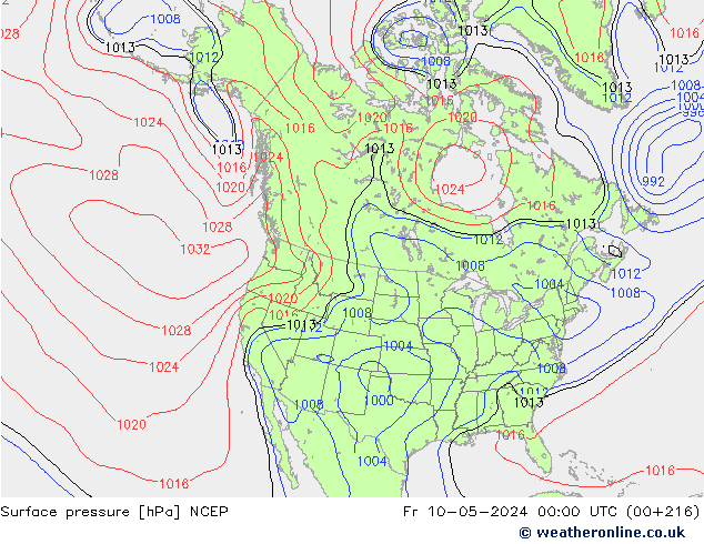 Bodendruck NCEP Fr 10.05.2024 00 UTC