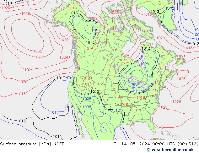 Bodendruck NCEP Di 14.05.2024 00 UTC