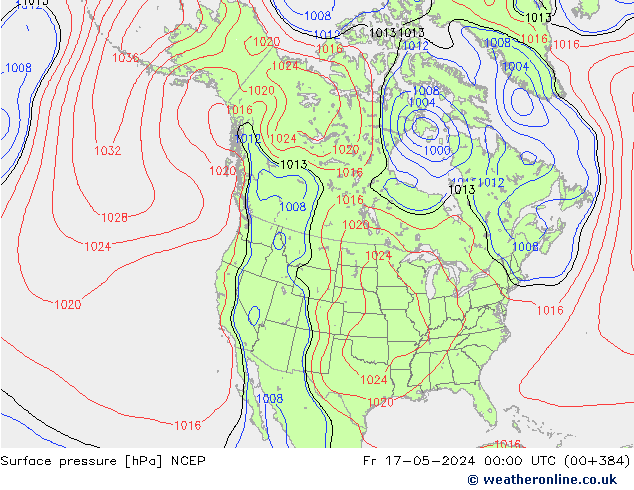 Surface pressure NCEP Fr 17.05.2024 00 UTC