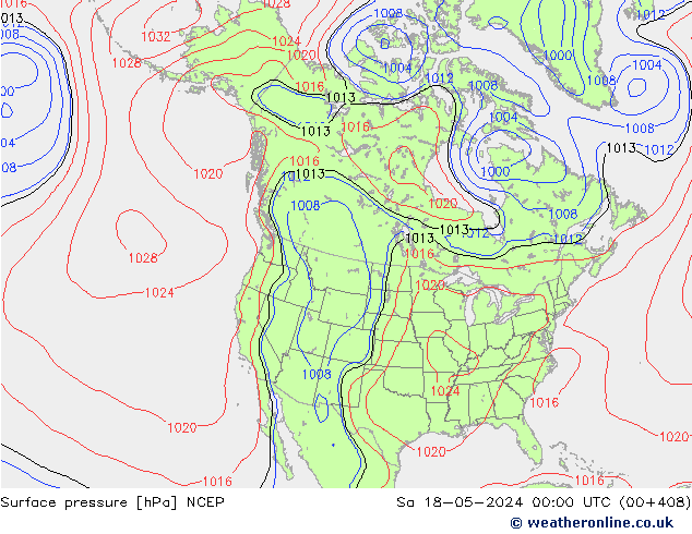 Pressione al suolo NCEP sab 18.05.2024 00 UTC