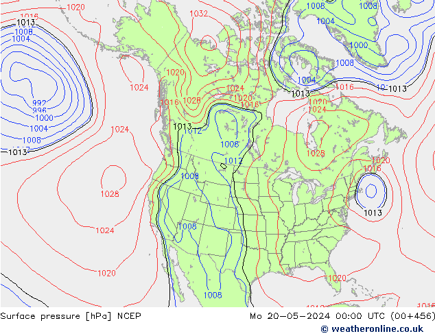 Pressione al suolo NCEP lun 20.05.2024 00 UTC