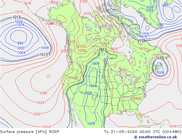 Luchtdruk (Grond) NCEP di 21.05.2024 00 UTC