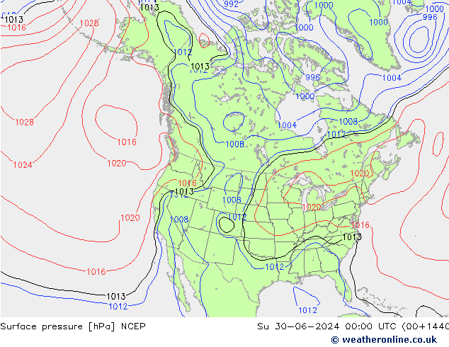 Surface pressure NCEP Su 30.06.2024 00 UTC