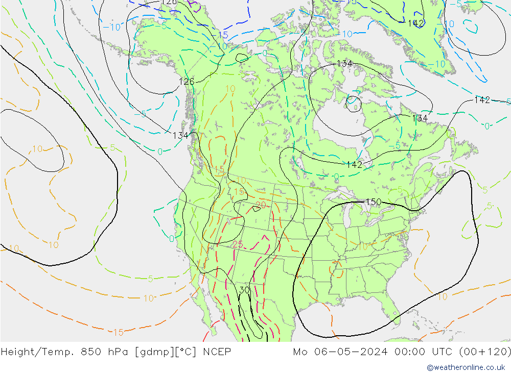 Height/Temp. 850 hPa NCEP Mo 06.05.2024 00 UTC
