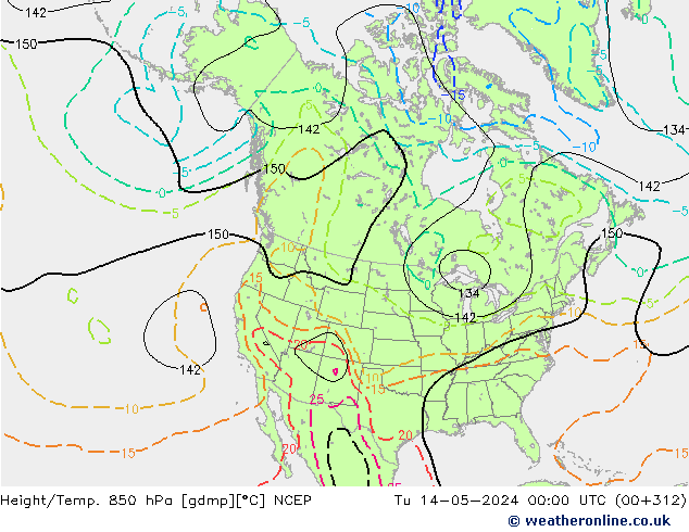 Height/Temp. 850 hPa NCEP mar 14.05.2024 00 UTC