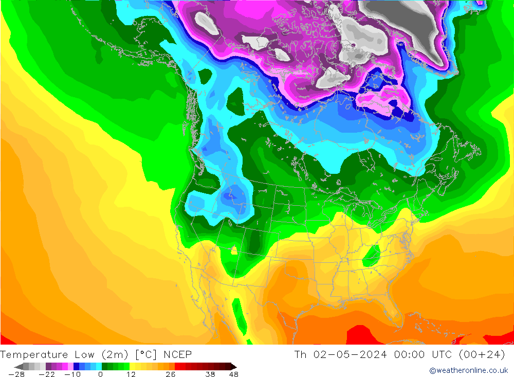 Temperatura mín. (2m) NCEP jue 02.05.2024 00 UTC