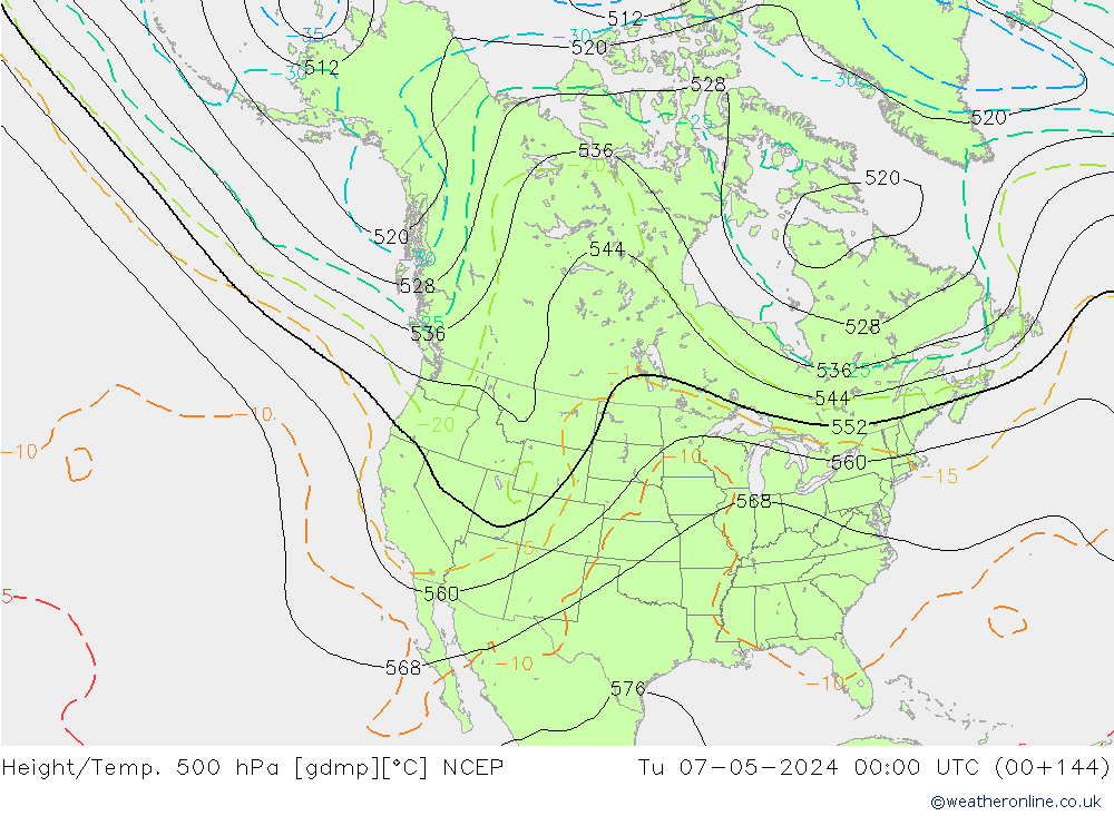 Height/Temp. 500 hPa NCEP  07.05.2024 00 UTC